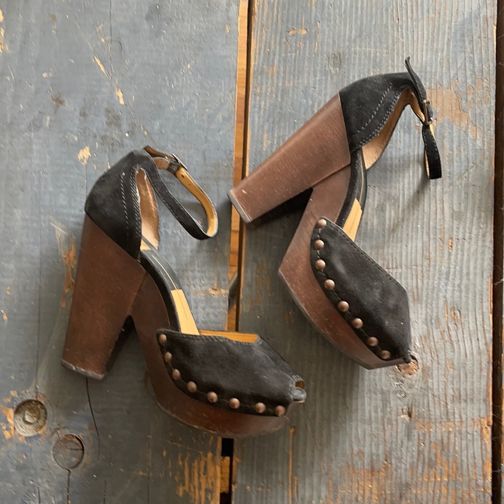 Dolce Vita suede and Wood Platform Heels